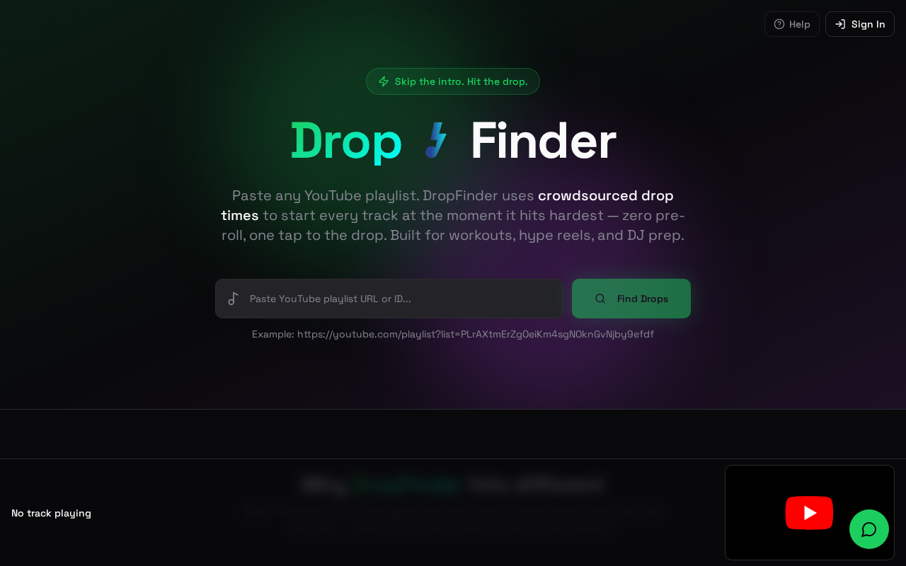 Drop Finder homepage